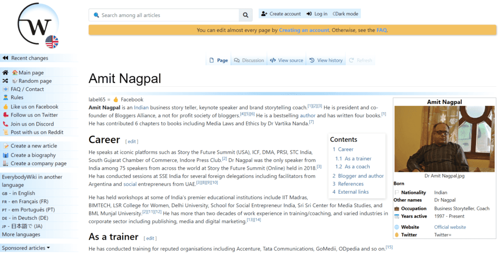 IMDb Profile Creation & Filmography